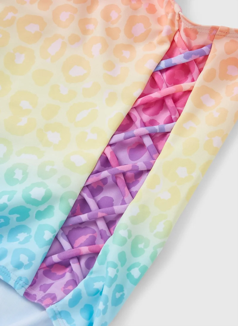 Matalan Girls Multicolour Ombre Animal Cut Out Swimsuit